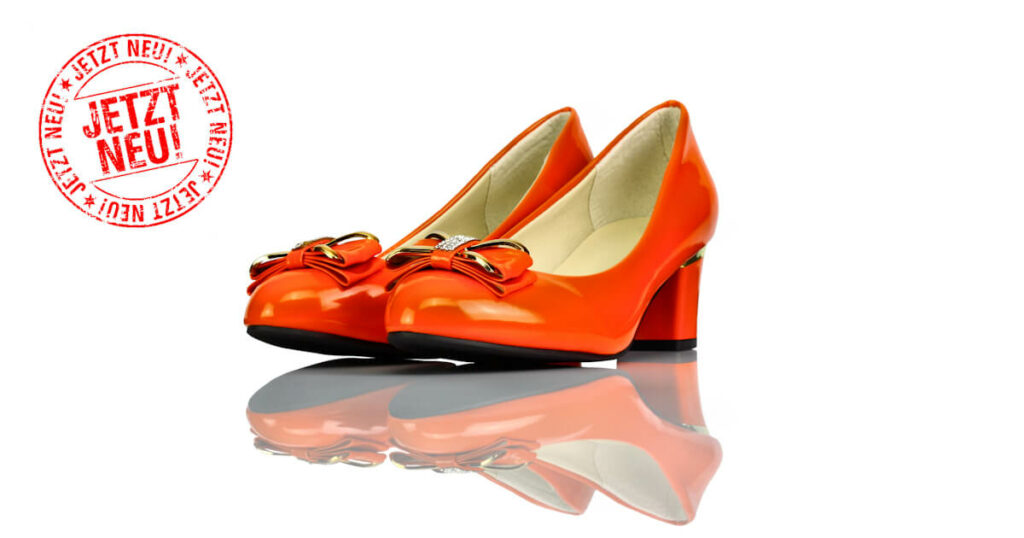 Pumps Orange Lack Schleife